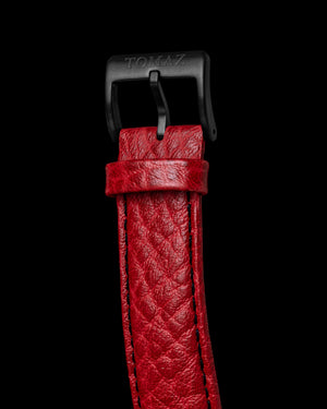 
                  
                    Load image into Gallery viewer, Romeo TW025A-D1 (Black/Red) with Red Swarovski (Red Leather Strap)
                  
                
