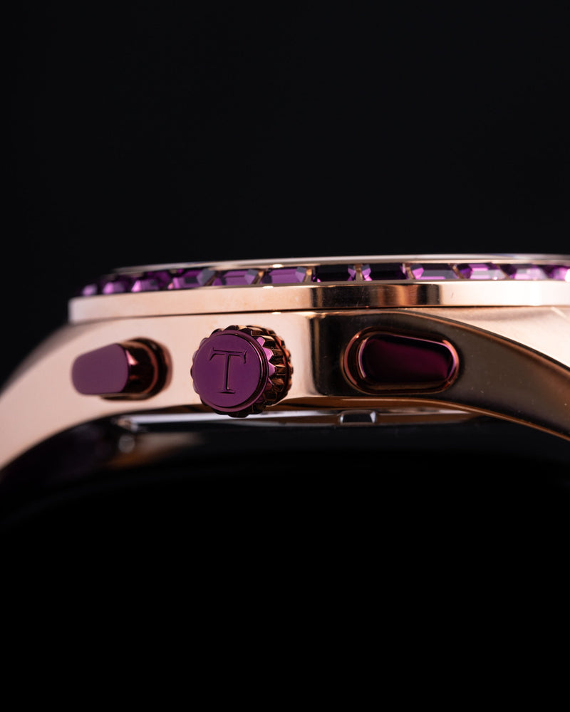 
                  
                    Load image into Gallery viewer, Juliet TW025L-D13 (Rosegold/Purple) with Purple Swarovski (Purple Leather Strap)
                  
                