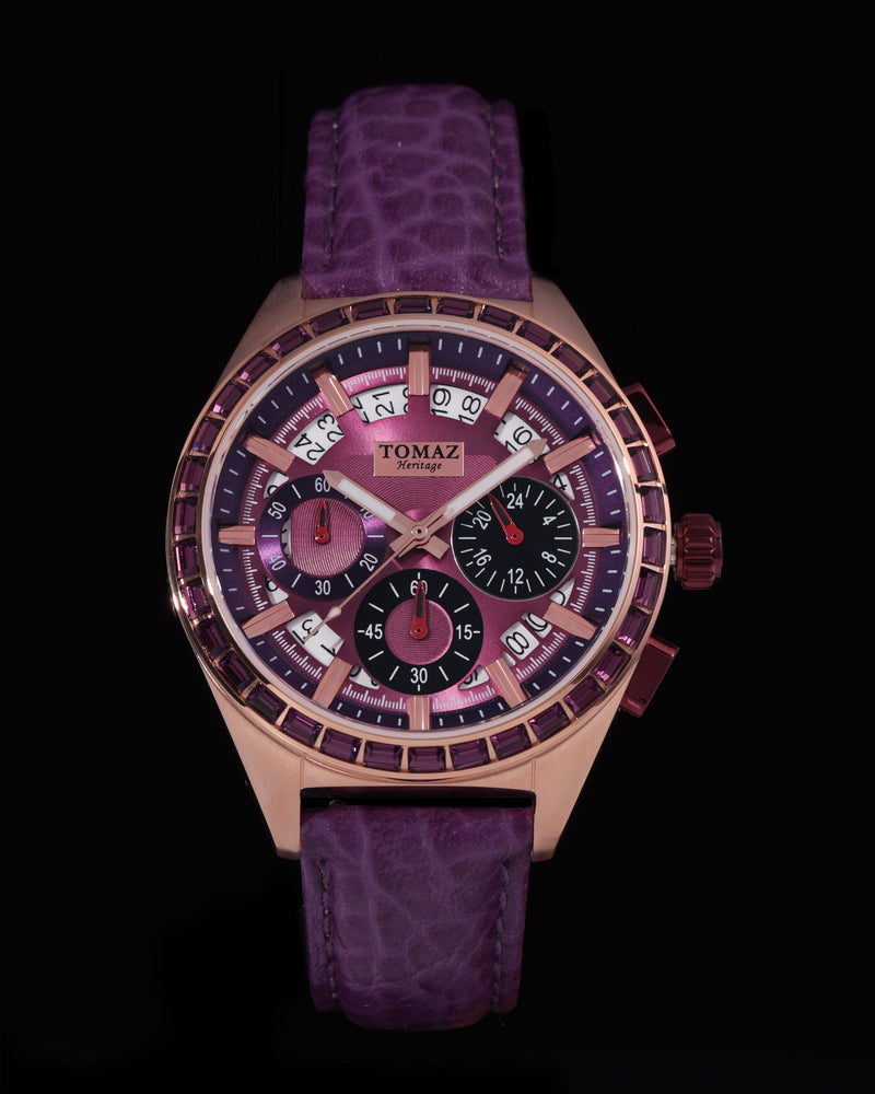 Juliet TW025L-D13 (Rosegold/Purple) with Purple Swarovski (Purple Leather Strap)