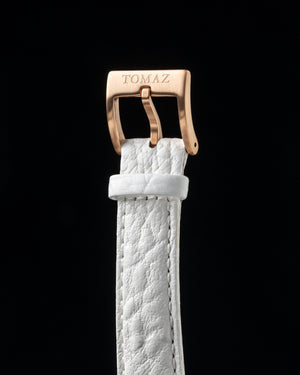 
                  
                    Load image into Gallery viewer, Juliet TW025L-D15 (Rosegold/White) with Rainbow Swarovski White Leather Strap)
                  
                