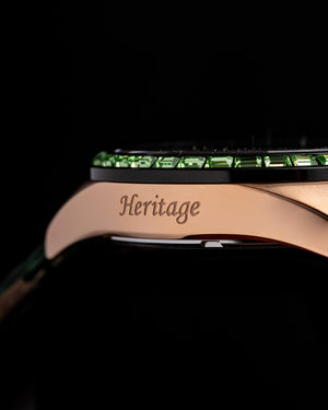 
                  
                    Load image into Gallery viewer, Juliet TW025L-D3 (Rosegold/Black) with Green Swarovski (Green Leather Strap)
                  
                