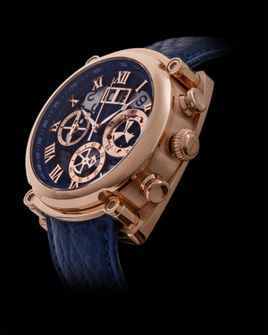
                  
                    Load image into Gallery viewer, Xavier TW026-D3B (Rosegold/Blue) Navy Leather Strap
                  
                