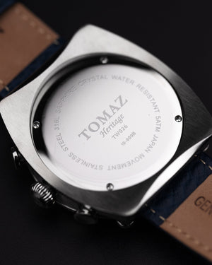 
                  
                    Load image into Gallery viewer, Xavier TW026-D5A (Silver/White) Navy Leather Strap
                  
                