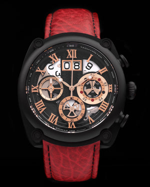 
                  
                    Load image into Gallery viewer, Xavier TW026-D6A (Black) Red Leather Strap
                  
                