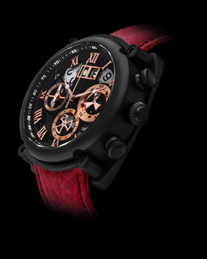 
                  
                    Load image into Gallery viewer, Xavier TW026-D6A (Black) Red Leather Strap
                  
                