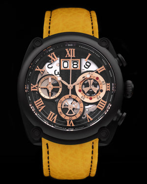 
                  
                    Load image into Gallery viewer, Xavier TW026-D6C (Black) Yellow Leather Strap
                  
                