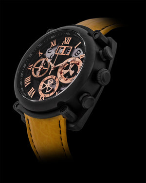 
                  
                    Load image into Gallery viewer, Xavier TW026-D6C (Black) Yellow Leather Strap
                  
                