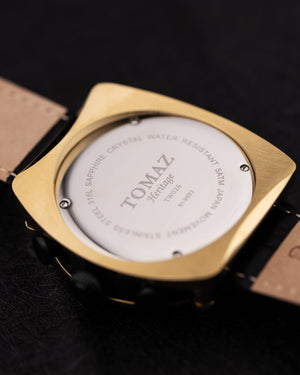 
                  
                    Load image into Gallery viewer, Xavier TW026-D7A (Gold/Black) Black Leather Strap
                  
                