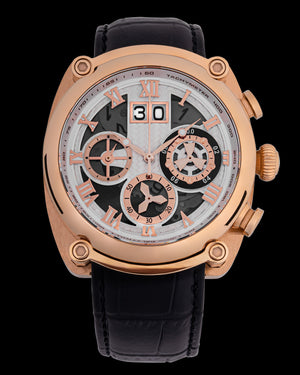 
                  
                    Load image into Gallery viewer, Xavier TW026-D1 (Rosegold/White) Black Bamboo Leather Strap
                  
                