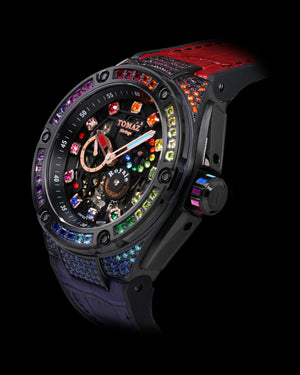 
                  
                    Load image into Gallery viewer, Royale XL TW027S-D12 (Black) with Swarovski (Red Blue Leather with Rubber Strap)
                  
                