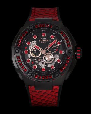 
                  
                    Load image into Gallery viewer, Royale XL TW027S-D13 (Black) with Swarovski (Red Leather with Rubber Strap)
                  
                