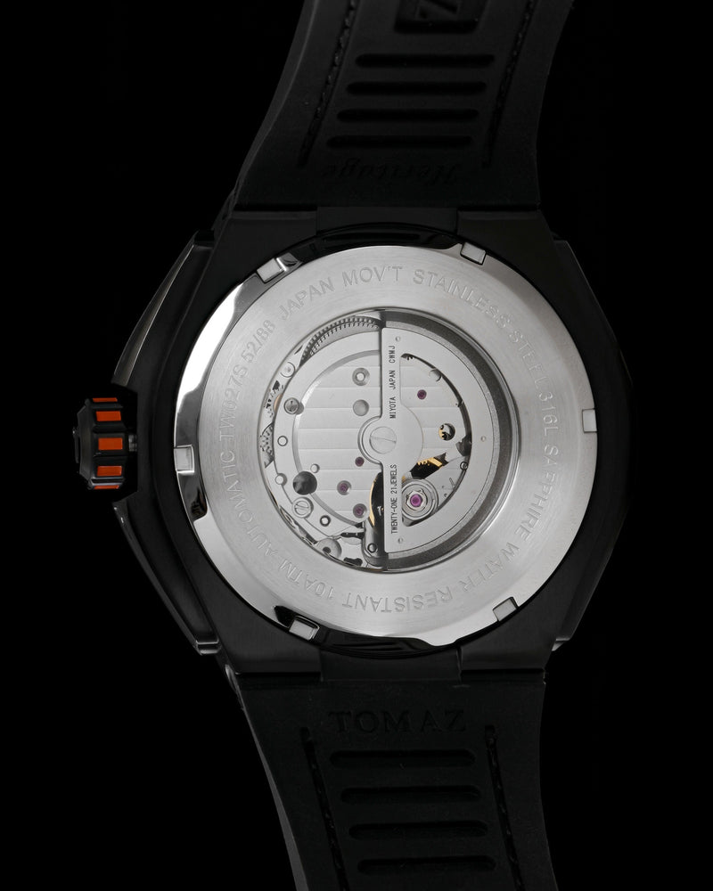 
                  
                    Load image into Gallery viewer, Royale XL TW027S-D19 (Black/Orange) with Swarovski (Orange Leather with Rubber Strap)
                  
                