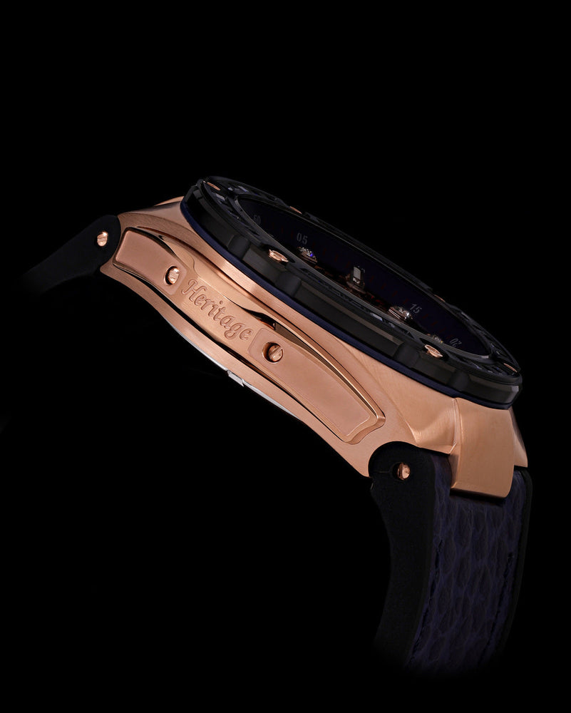 
                  
                    Load image into Gallery viewer, Royale XL TW027S-D3 (Rosegold) with Swarovski (Blue Leather with Rubber Strap)
                  
                