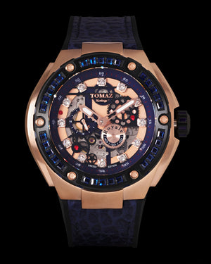 
                  
                    Load image into Gallery viewer, Royale XL TW027S-D3 (Rosegold) with Swarovski (Blue Leather with Rubber Strap)
                  
                