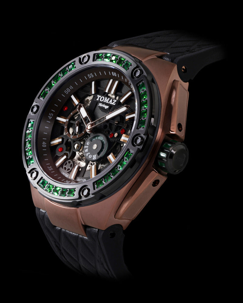 
                  
                    Load image into Gallery viewer, Royale XL TW027S-D5 (Coffee/Black) with Swarovski (Coffee Salmon Leather with Rubber Strap)
                  
                