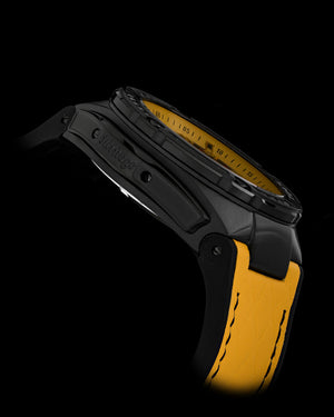 
                  
                    Load image into Gallery viewer, Royale XL TW027S-D9 (Black/Yellow) with Swarovski (Yellow Salmon Leather with Rubber Strap)
                  
                