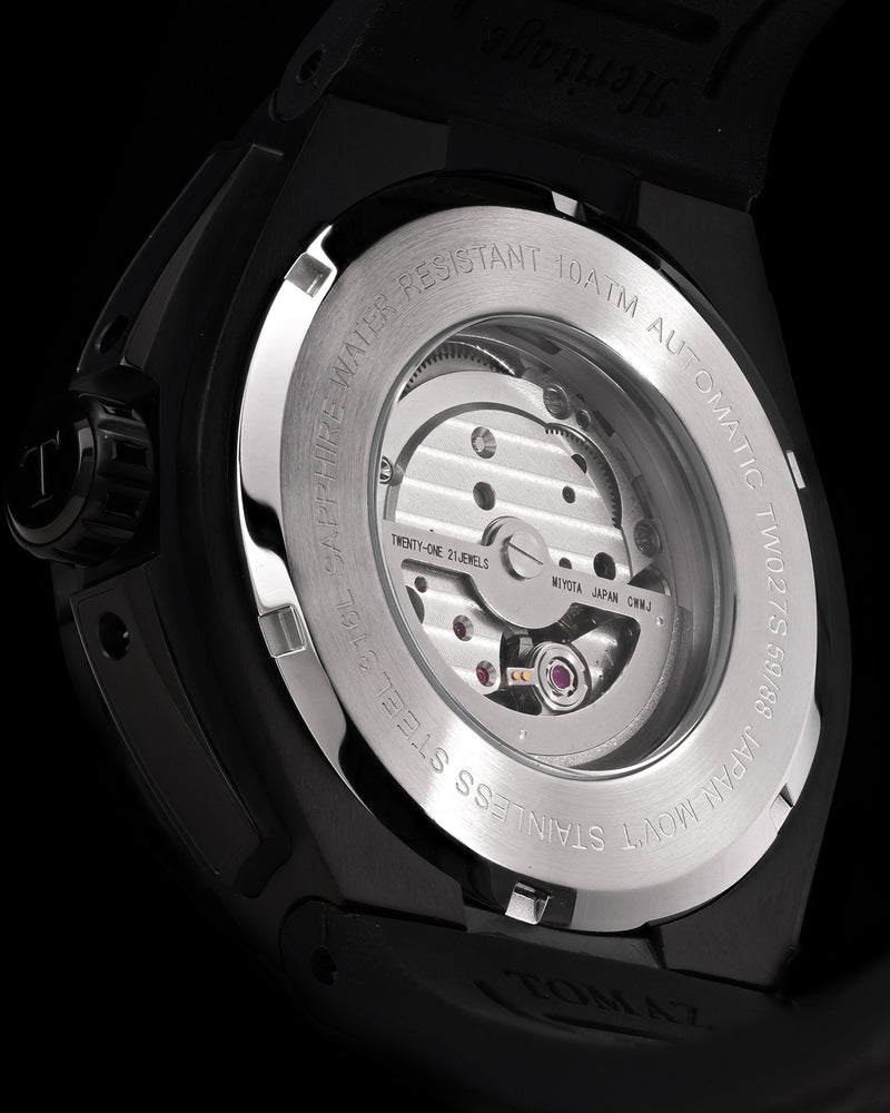 
                  
                    Load image into Gallery viewer, Royale XL TW027S-D21 (Black/Rosegold) with Swarovski (Black Leather with Rubber Strap)
                  
                