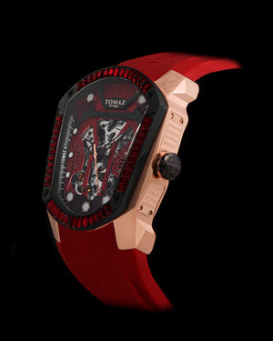 
                  
                    Load image into Gallery viewer, GT Skeleton TW028-D13 (Rosegold/Red) with Red Swarovski (Red Rubber Strap)
                  
                