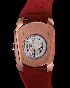 
                  
                    Load image into Gallery viewer, GT Skeleton TW028-D13 (Rosegold/Red) with Red Swarovski (Red Rubber Strap)
                  
                