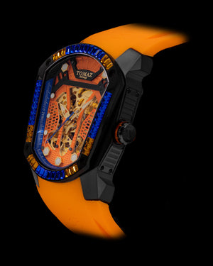 
                  
                    Load image into Gallery viewer, GT Skeleton TW028-D15 (Black/Orange) with Orange Blue Swarovski (Orange Rubber Strap)
                  
                