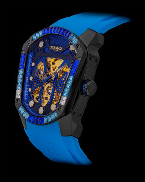 
                  
                    Load image into Gallery viewer, GT Skeleton TW028-D17 (Black/Blue) with Blue Swarovski (Blue Rubber Strap)
                  
                