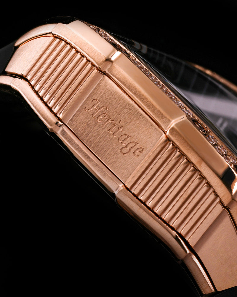 
                  
                    Load image into Gallery viewer, Colt M4 TW029B-D2 (Rosegold/Silver) with White Swarovski (Black Leather with Rubber Strap )
                  
                