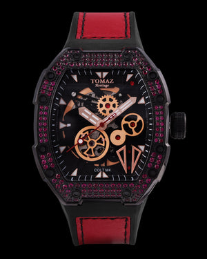 
                  
                    Load image into Gallery viewer, Colt M4 TW029B-D3 (Black) with Red Swarovski (Red Leather with Rubber Strap )
                  
                