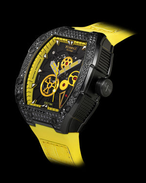 
                  
                    Load image into Gallery viewer, Colt M4 TW029B-D6 (Black/Yellow) with Black Swarovski (Yellow Leather with Rubber Strap)
                  
                