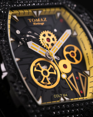 
                  
                    Load image into Gallery viewer, Colt M4 TW029B-D6 (Black/Yellow) with Black Swarovski (Yellow Leather with Rubber Strap)
                  
                