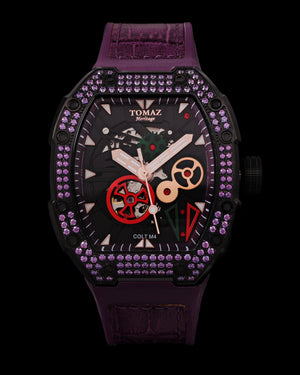 
                  
                    Load image into Gallery viewer, Colt M4 TW029B-D8 (Black) with Purple Swarovski (Purple Leather with Rubber Strap)
                  
                