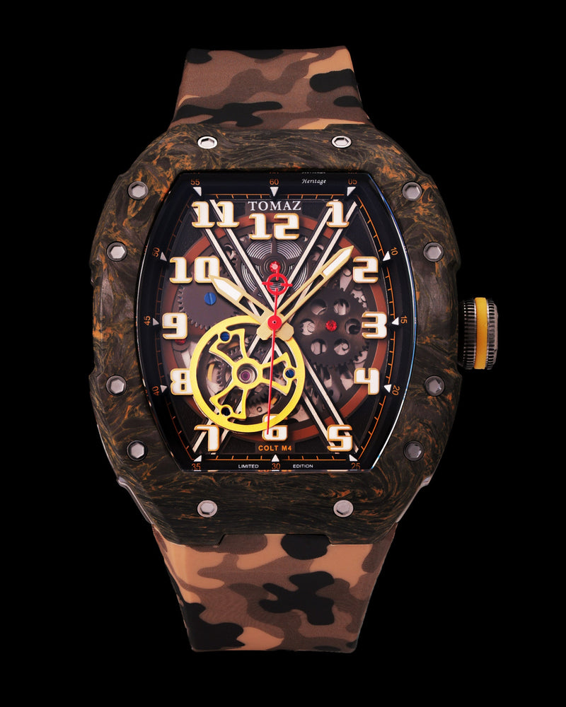 Colt M4 TW029D-D1 (Black Gun Metal/Camel) Camel Camouflage Leather with Silicone Strap