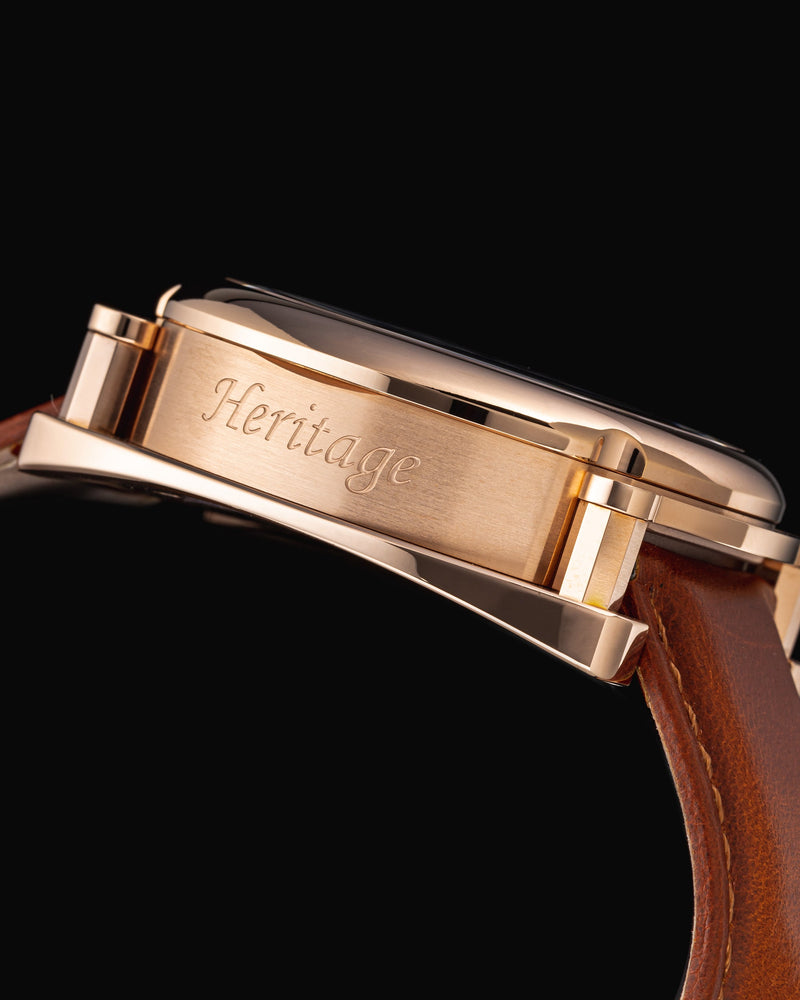 
                  
                    Load image into Gallery viewer, Xavier Automatic TW030-D12 (Rosegold/Blue) Brown Leather Strap
                  
                