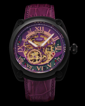 
                  
                    Load image into Gallery viewer, Xavier Automatic TW030-D13 (Black/Purple) Purple Bamboo Leather Strap
                  
                