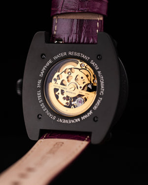 
                  
                    Load image into Gallery viewer, Xavier Automatic TW030-D13 (Black/Purple) Purple Bamboo Leather Strap
                  
                