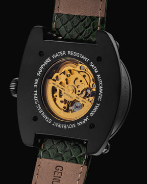 
                  
                    Load image into Gallery viewer, Xavier Automatic TW030-D16 (Black/Green) Green Salmon Leather Strap
                  
                