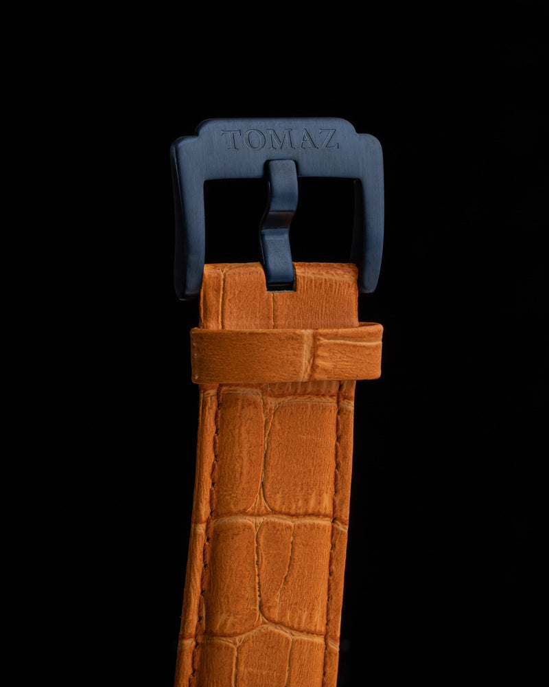 
                  
                    Load image into Gallery viewer, Xavier Automatic TW030-D20 (Blue/Orange) Orange Bamboo Leather Strap
                  
                