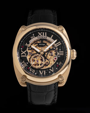 
                  
                    Load image into Gallery viewer, Xavier Automatic TW030-D9 (Gold/Black) Black Leather Strap
                  
                