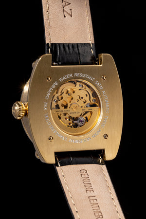 
                  
                    Load image into Gallery viewer, Xavier Automatic TW030-D9 (Gold/Black) Black Leather Strap
                  
                