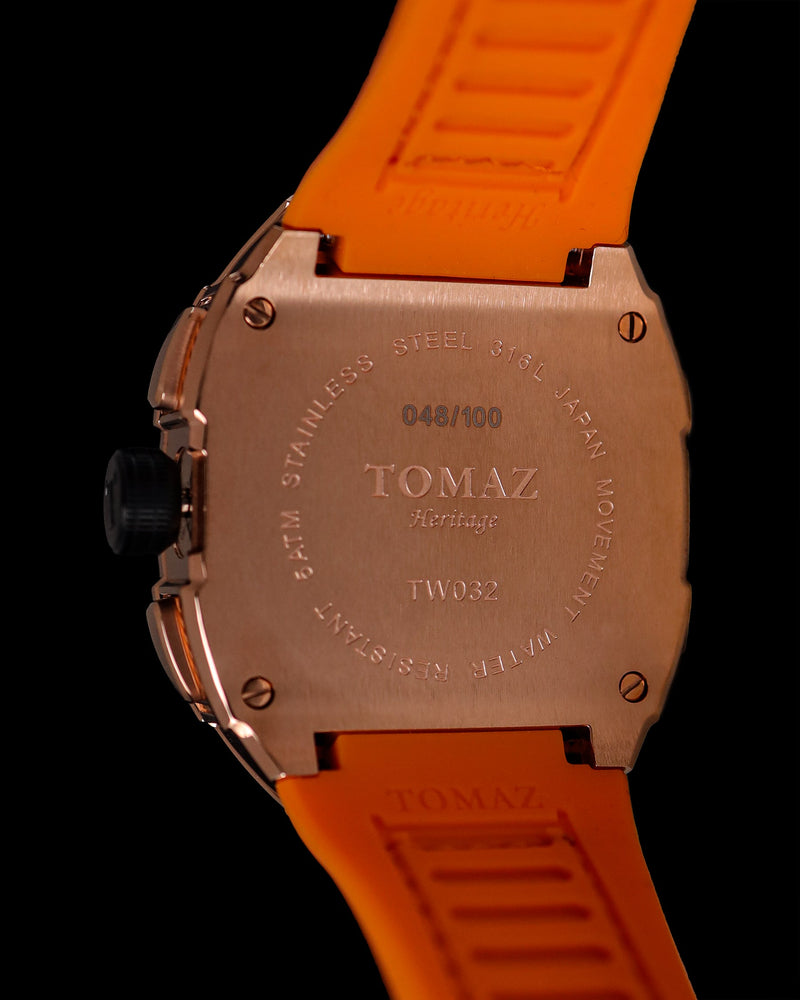 
                  
                    Load image into Gallery viewer, AK47  TW032-D11 (Rosegold/Orange/Blue) Orange Leather with Rubber Strap
                  
                