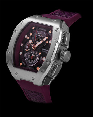 
                  
                    Load image into Gallery viewer, AK47 TW032-D12 (Silver/Purple) Purple Leather with Rubber Strap
                  
                