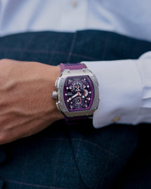 
                  
                    Load image into Gallery viewer, AK47 TW032-D12 (Silver/Purple) Purple Leather with Rubber Strap
                  
                