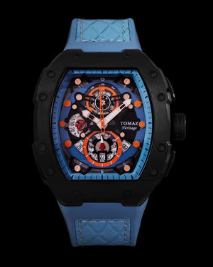 
                  
                    Load image into Gallery viewer, AK47 TW032-D14 (Black/Light Blue) Light Blue Leather with Rubber Strap
                  
                