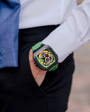 
                  
                    Load image into Gallery viewer, AK47 TW032-D17 (Black/Green) Green Leather with Rubber Strap
                  
                