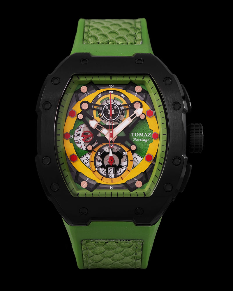 
                  
                    Load image into Gallery viewer, AK47 TW032-D17 (Black/Green) Green Leather with Rubber Strap
                  
                