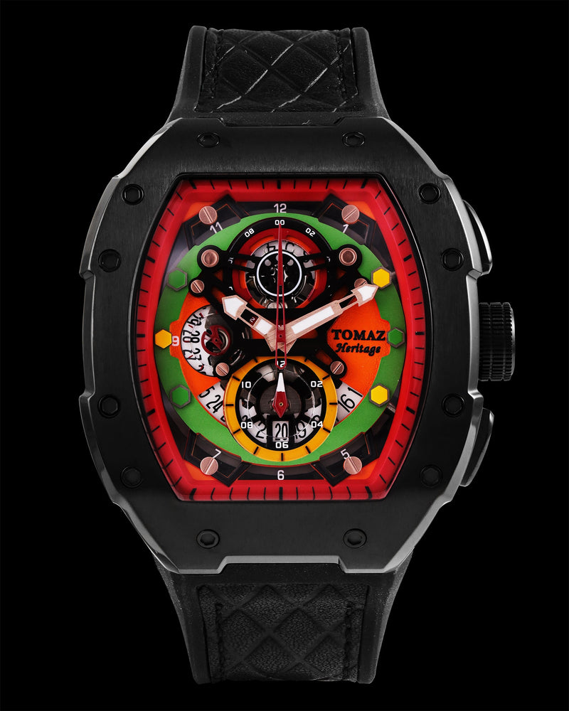 
                  
                    Load image into Gallery viewer, AK47 TW032-D18 (Black/Red) Black Leather with Rubber Strap
                  
                