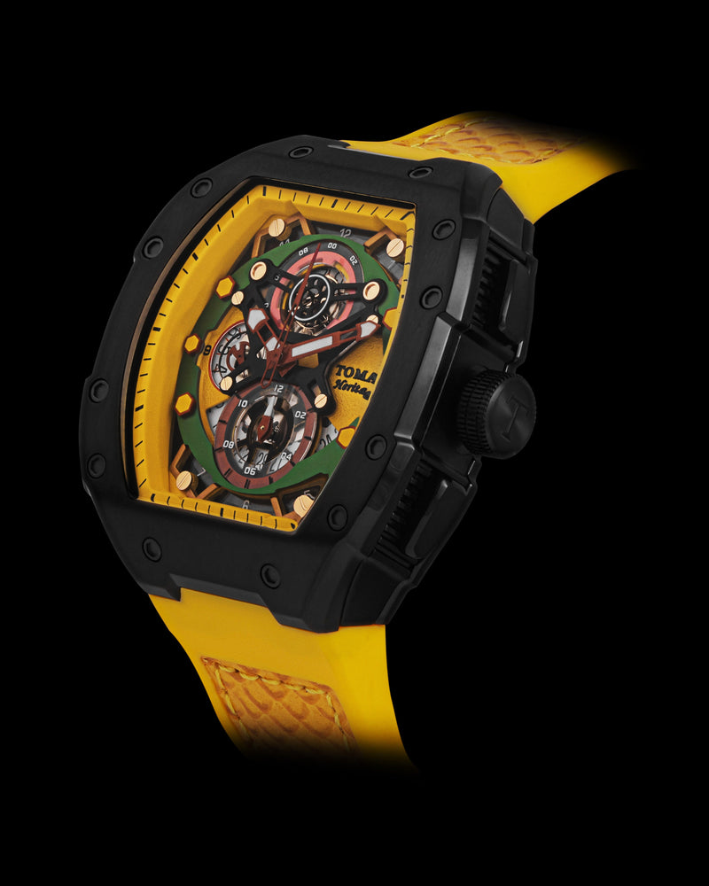 
                  
                    Load image into Gallery viewer, AK47 TW032-D1 (Black/Yellow/Green) Yellow Leather with Rubber Strap
                  
                