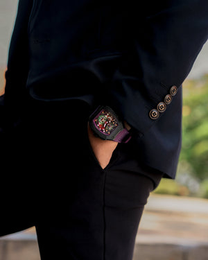 
                  
                    Load image into Gallery viewer, AK47 TW032-D4 (Black/Purple) Purple Leather with Rubber Strap
                  
                