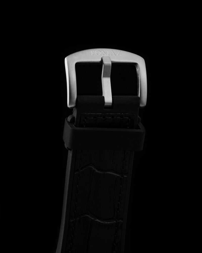 
                  
                    Load image into Gallery viewer, Xavier XL TW033-D13 (Silver/White) with White Swarovski (Black Leather Strap)
                  
                