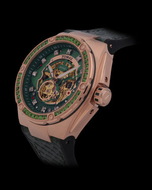 
                  
                    Load image into Gallery viewer, Xavier XL TW033-D15 (Rosegold/Green) with Green Swarovski (Green Leather Strap)
                  
                
