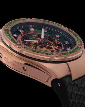 
                  
                    Load image into Gallery viewer, Xavier XL TW033-D15 (Rosegold/Green) with Green Swarovski (Green Leather Strap)
                  
                